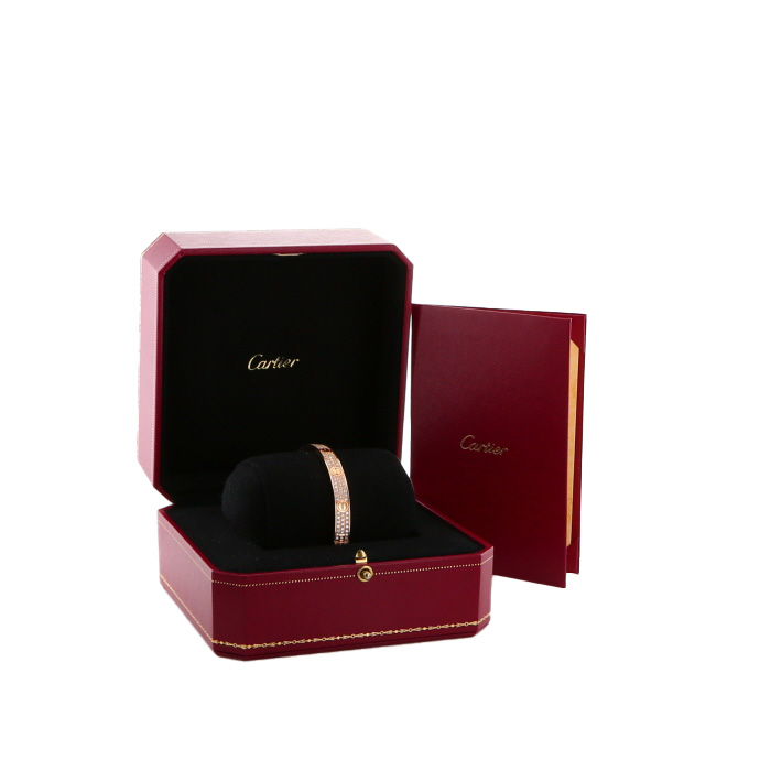 Brazalete Cartier Love pavé de oro rosa y diamantes - Detail D2