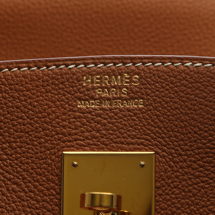 Hermès  Birkin 30 cm handbag  in gold togo leather - Detail D3