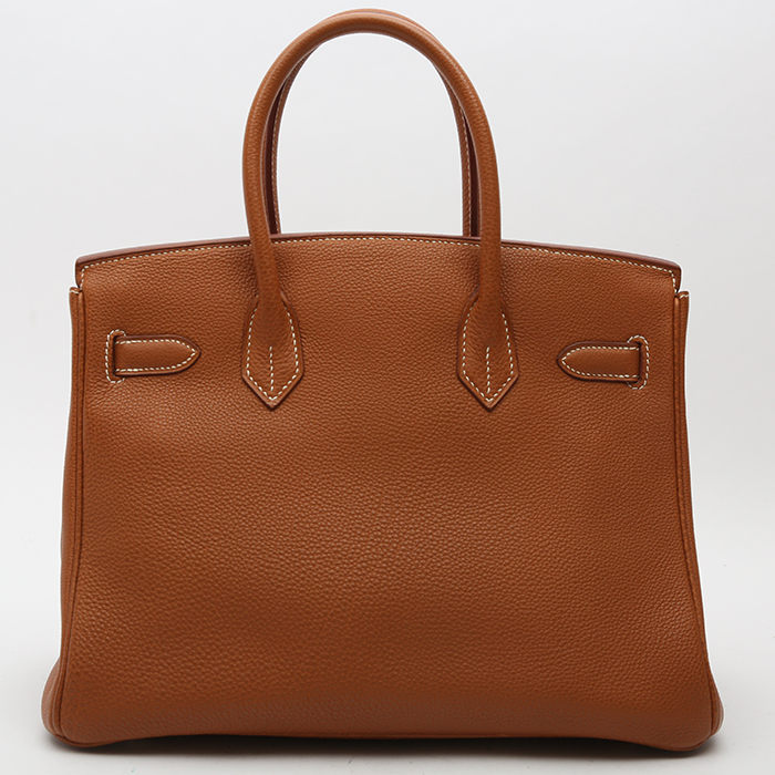 Bolso de mano Hermès  Birkin 30 cm en cuero togo color oro - Detail D8