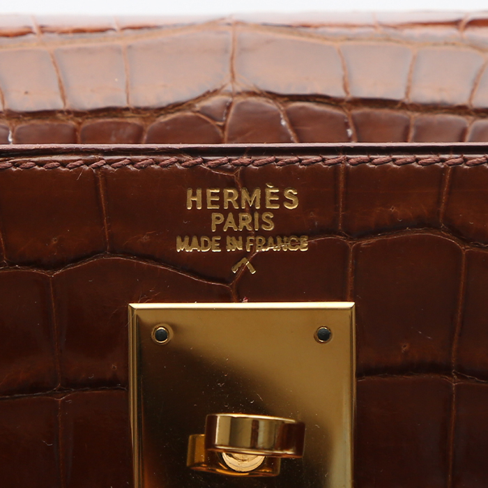 Hermès  Kelly 32 cm handbag  in Etruscan red crocodile - Detail D3