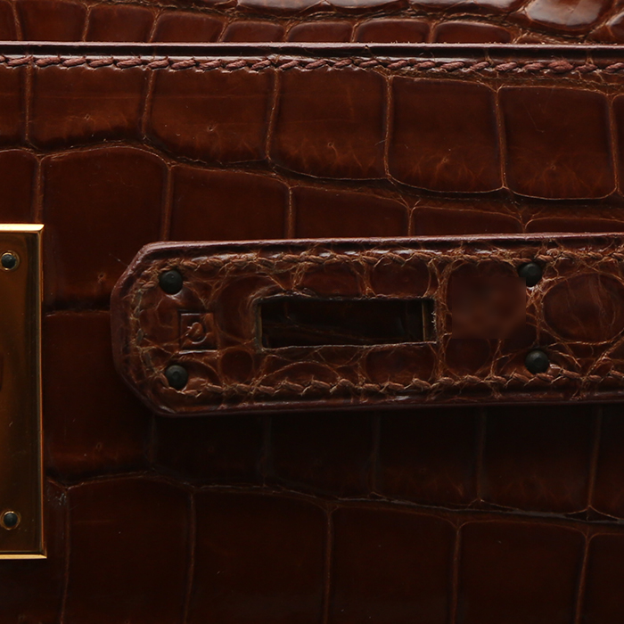 Hermès  Kelly 32 cm handbag  in Etruscan red crocodile - Detail D4