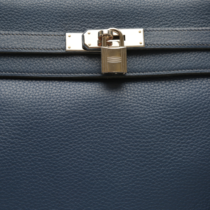 Borsa Hermès  Kelly 35 cm in pelle togo blu - Detail D1
