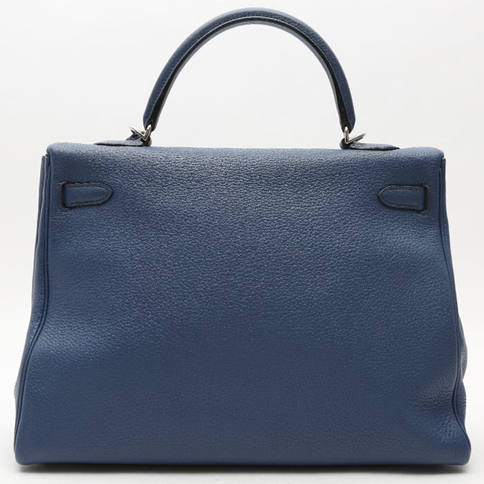 Hermès  Kelly 35 cm handbag  in blue togo leather - Detail D8
