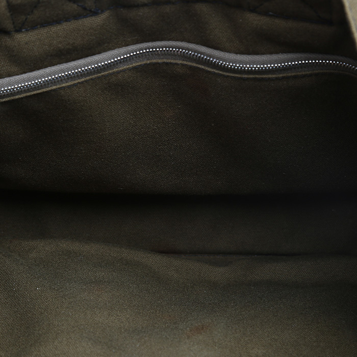 Shopping bag Hermès  Toto Bag - Shop Bag in tela blu e verde kaki - Detail D2