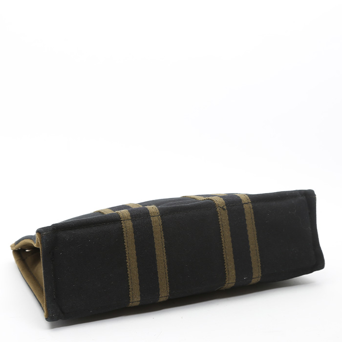 Shopping bag Hermès  Toto Bag - Shop Bag in tela blu e verde kaki - Detail D4