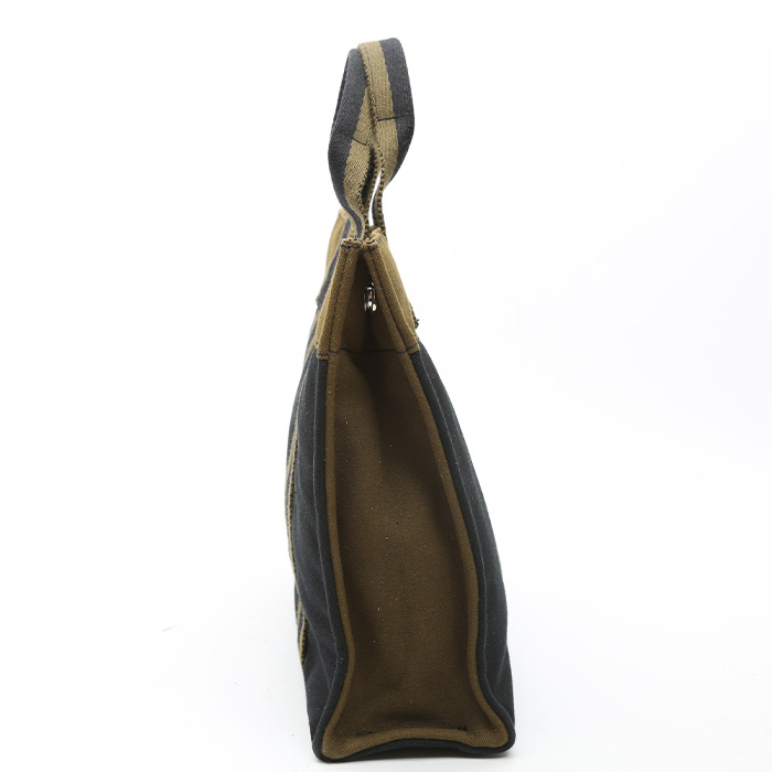 Bolso Cabás Hermès  Toto Bag - Shop Bag en lona azul y caqui - Detail D5