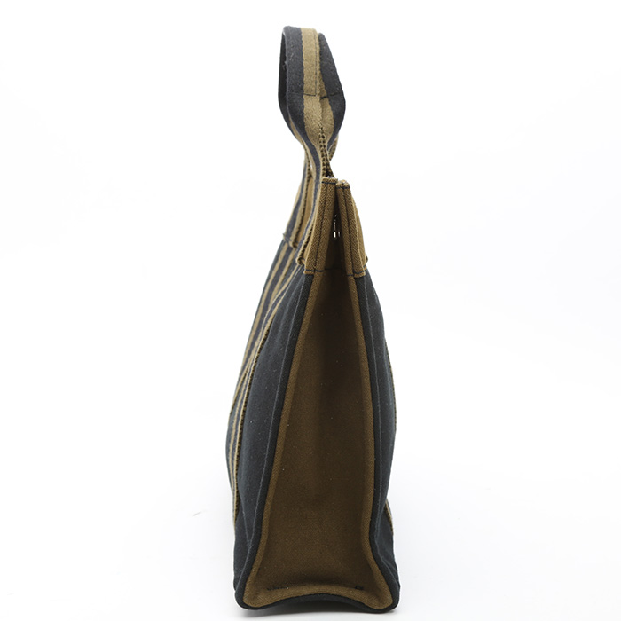 Shopping bag Hermès  Toto Bag - Shop Bag in tela blu e verde kaki - Detail D6