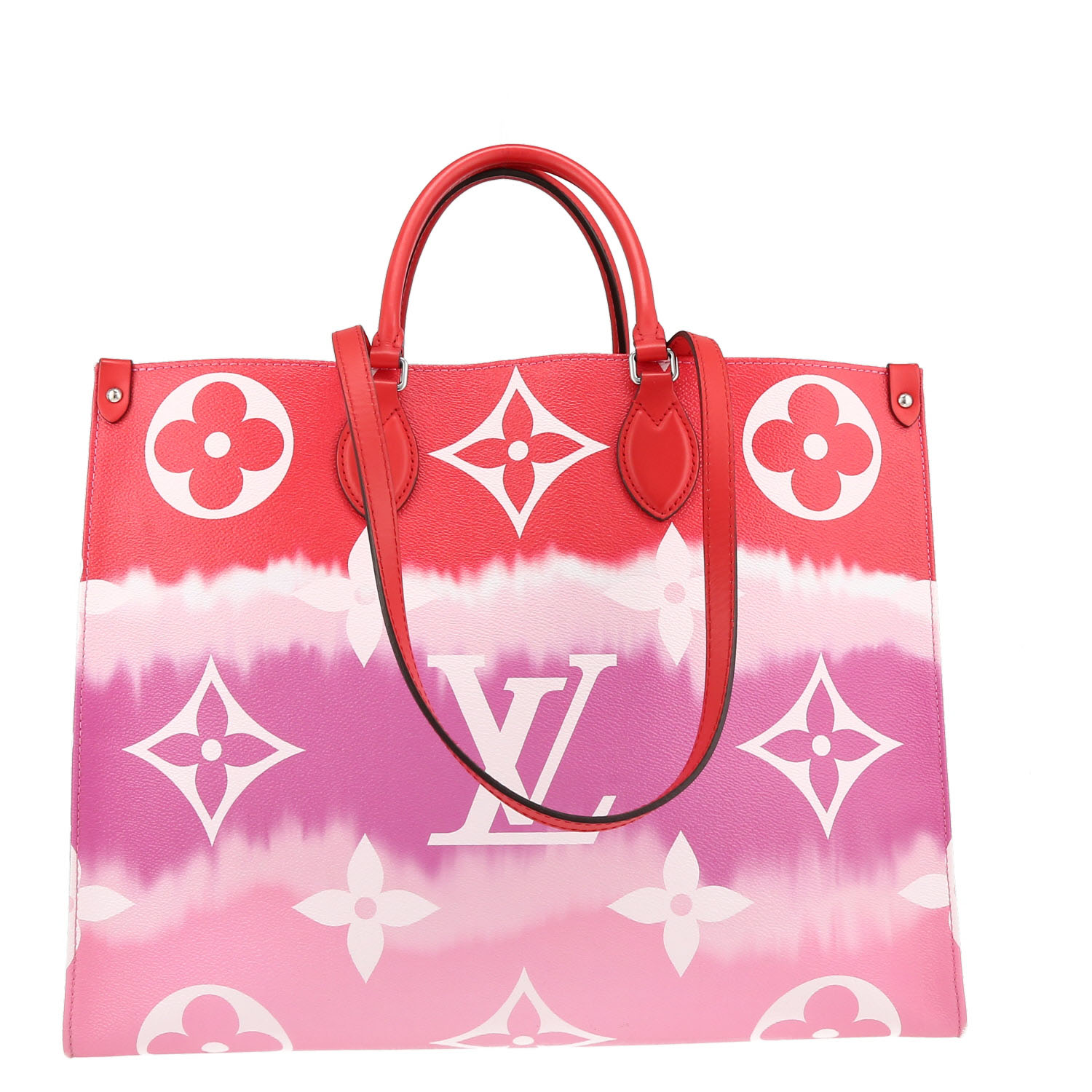 Louis Vuitton Onthego large model shopping bag in red and pink two tones monogram canvas - Detail D7