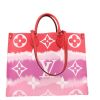 Shopping bag Louis Vuitton Onthego modello grande in tela monogram bicolore rossa e rosa - Detail D7 thumbnail