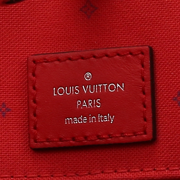 Shopping bag Louis Vuitton Onthego modello grande in tela monogram bicolore rossa e rosa - Detail D9