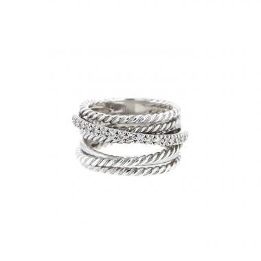 Anello David Yurman Crossover in argento e diamanti