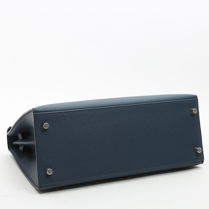 Borsa Hermès  Kelly 28 cm in pelle Epsom Bleu de Prusse - Detail D4