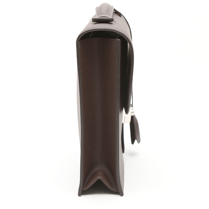 Porte-documents Hermès  Sac à dépêches petit modèle  en cuir Evercalf marron - Detail D6