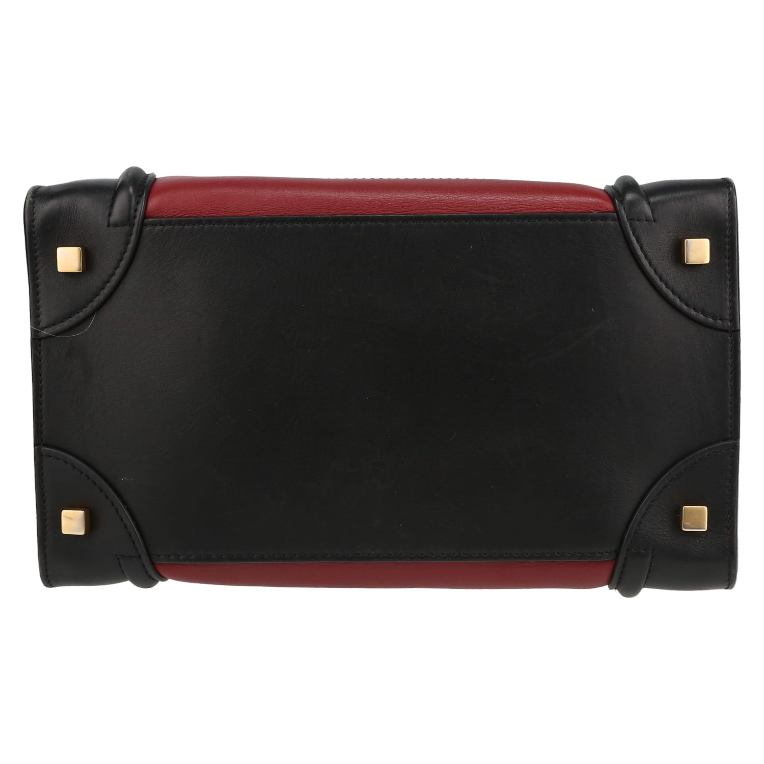 Borsa Celine  Luggage Mini in pelle bordeaux e nera e camoscio beige - Detail D4