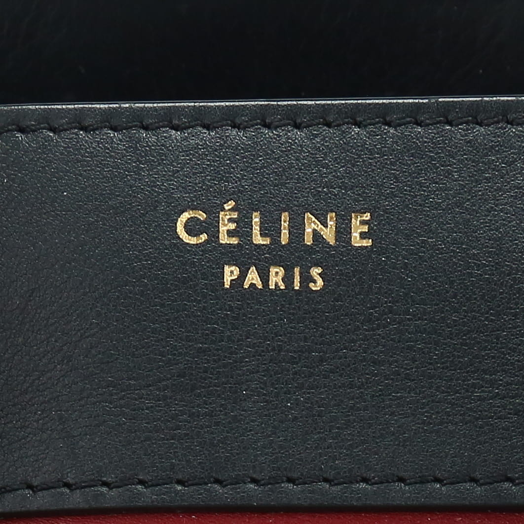 Borsa Celine  Luggage Mini in pelle bordeaux e nera e camoscio beige - Detail D9