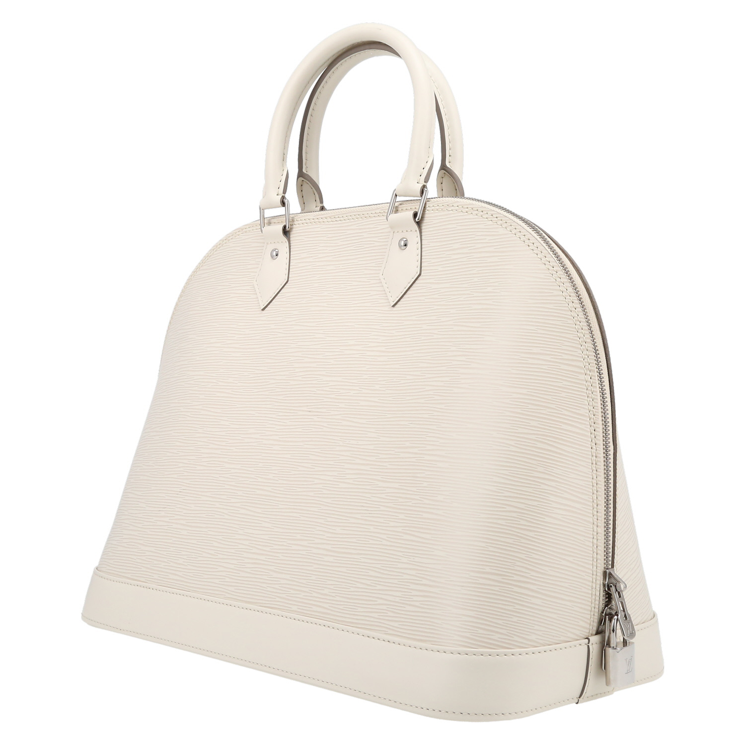 Sac à main Louis Vuitton  Alma moyen modèle  en cuir épi blanc - Detail D5