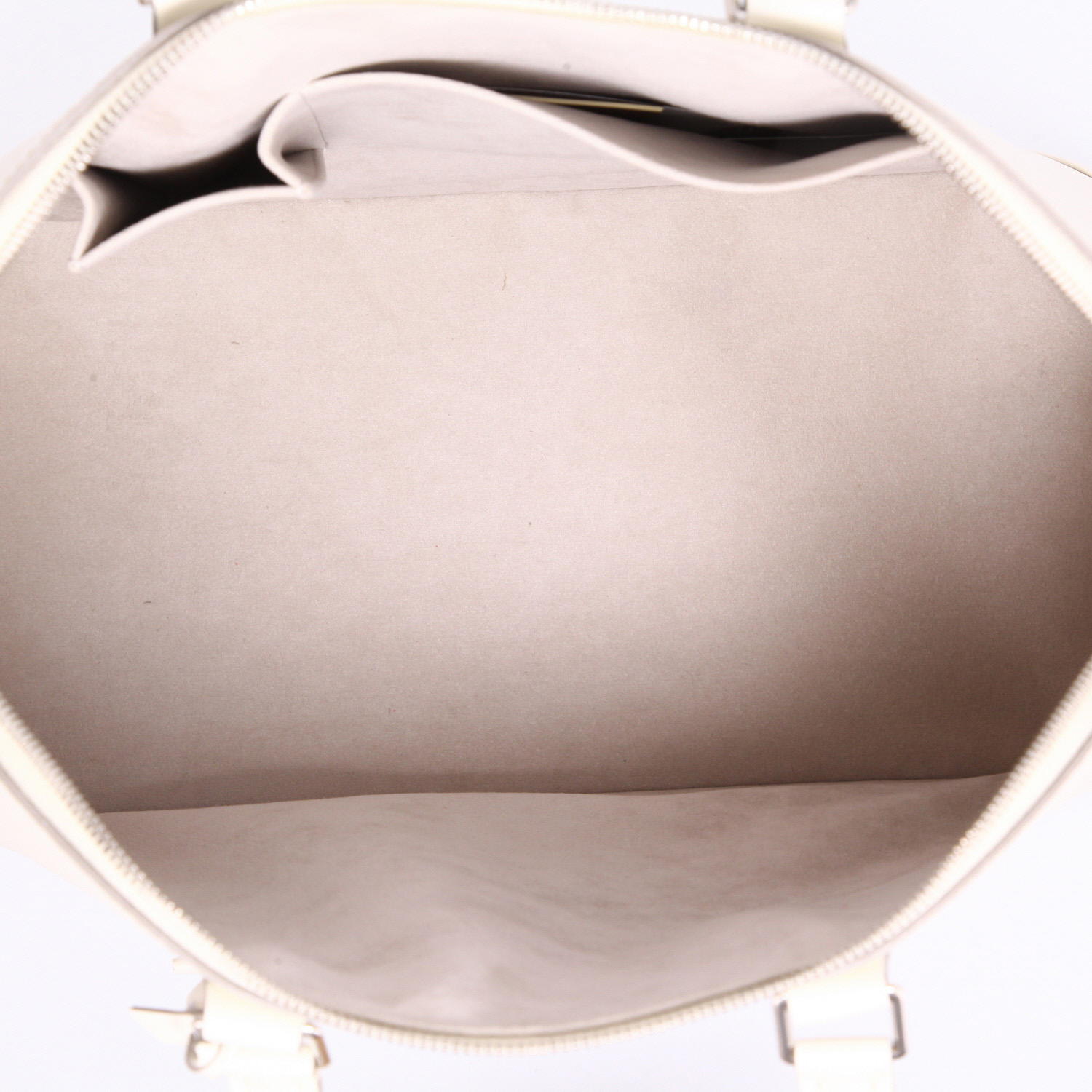Bolso de mano Louis Vuitton  Alma modelo mediano  en cuero Epi blanco - Detail D8