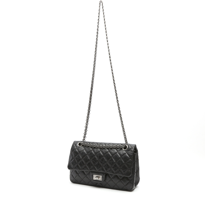 Sac bandoulière Chanel Chanel 2.55 en cuir matelassé noir - Detail D8