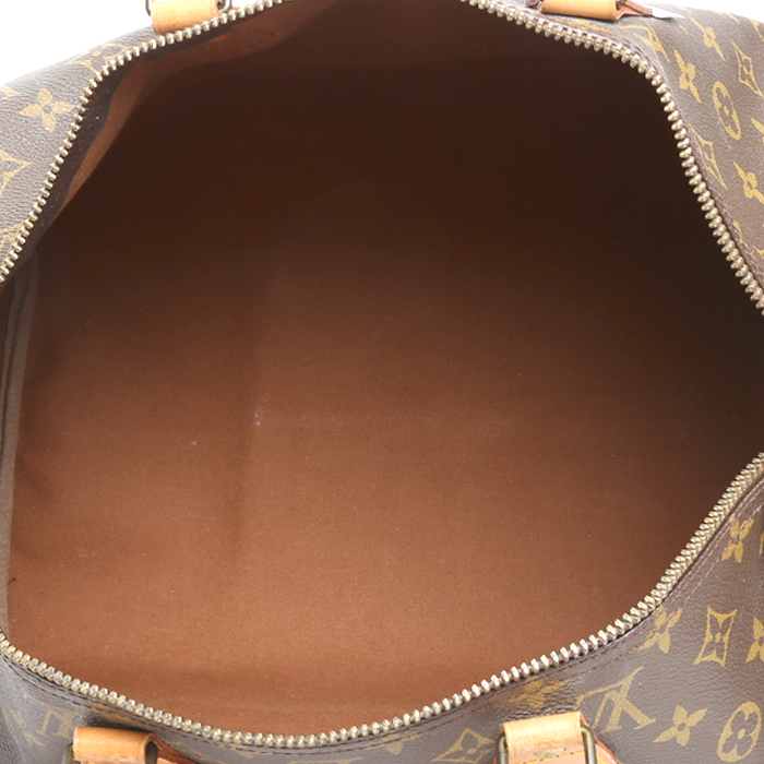 Borsa Louis Vuitton  Speedy 40 in tela monogram cerata marrone e pelle naturale - Detail D2