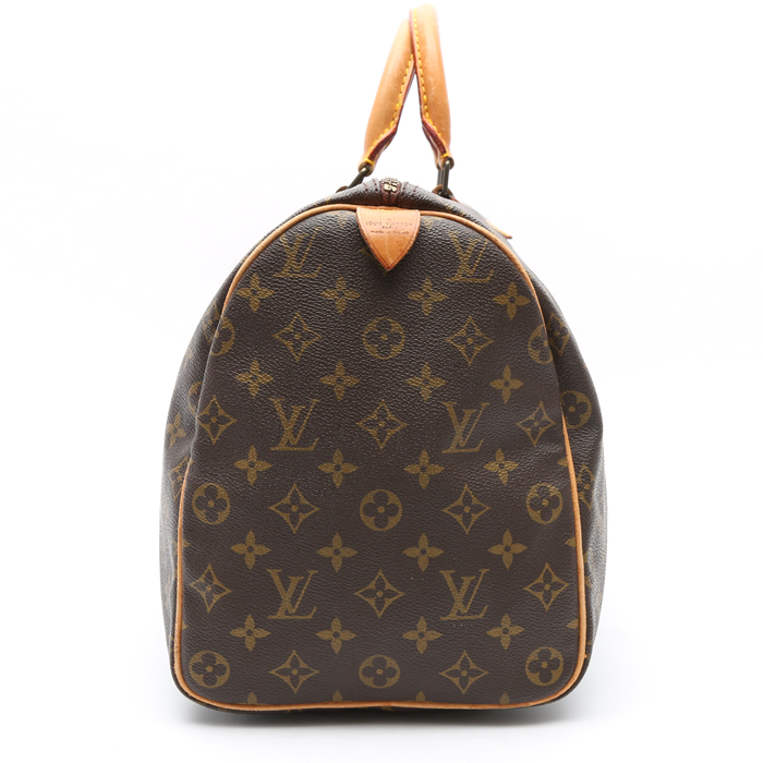 Louis Vuitton  Speedy 40 handbag  in brown monogram canvas  and natural leather - Detail D5