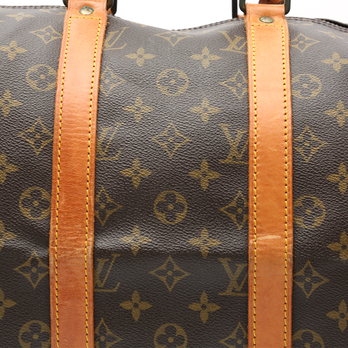 Louis Vuitton  Keepall 45 travel bag  in brown monogram canvas  and natural leather - Detail D1