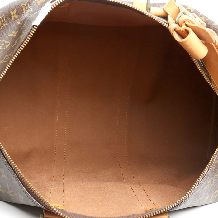 Bolsa de viaje Louis Vuitton  Keepall 45 en lona Monogram marrón y cuero natural - Detail D2