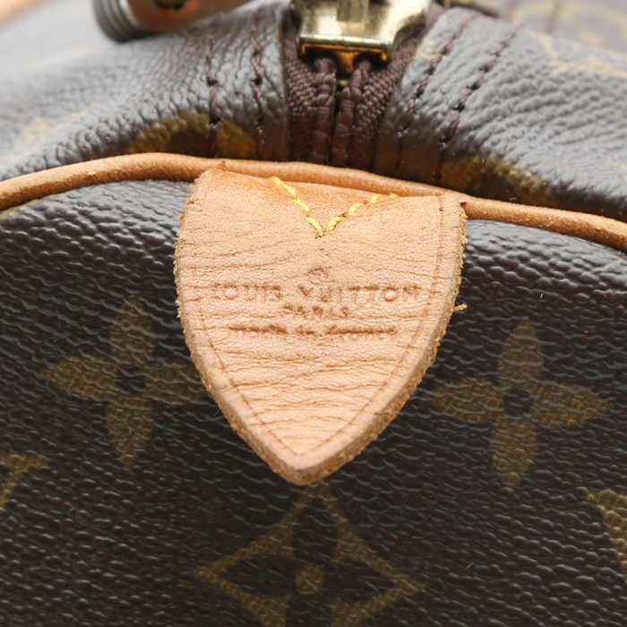Louis Vuitton  Keepall 45 travel bag  in brown monogram canvas  and natural leather - Detail D3