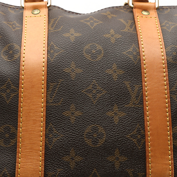 Louis Vuitton  Keepall 45 travel bag  in brown monogram canvas  and natural leather - Detail D1