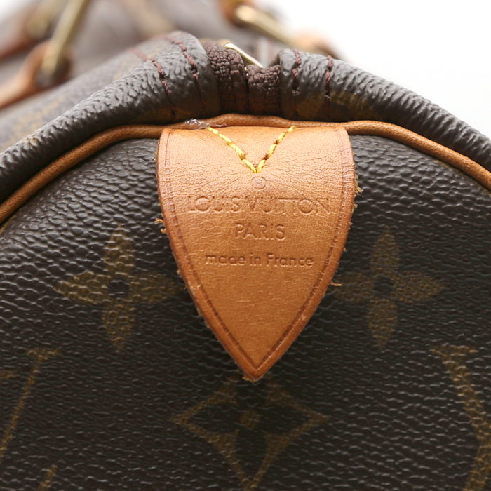 Bolsa de viaje Louis Vuitton  Keepall 45 en lona Monogram marrón y cuero natural - Detail D3