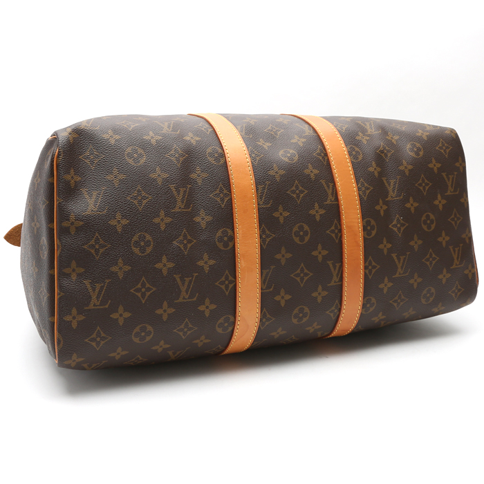 Louis Vuitton  Keepall 45 travel bag  in brown monogram canvas  and natural leather - Detail D4