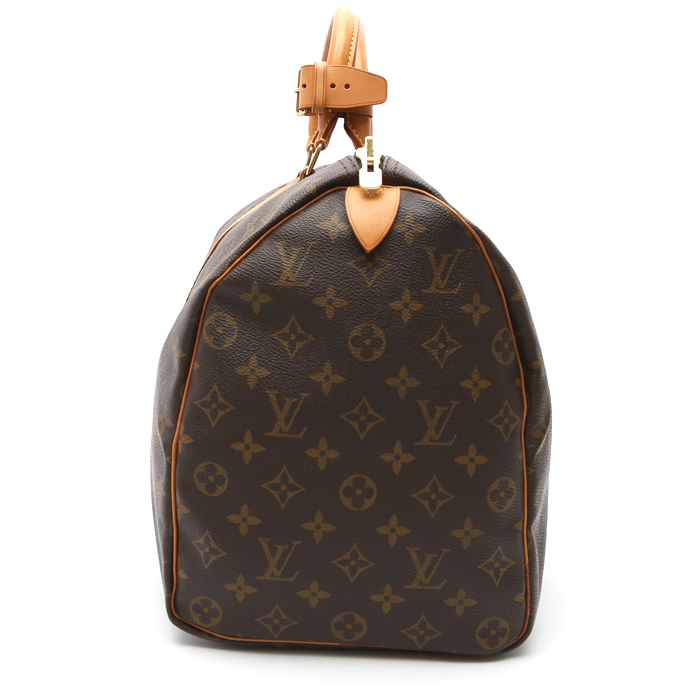 Borsa da viaggio Louis Vuitton  Keepall 45 in tela monogram marrone e pelle naturale - Detail D6