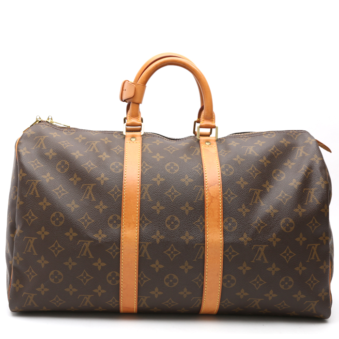 Louis Vuitton  Keepall 45 travel bag  in brown monogram canvas  and natural leather - Detail D7