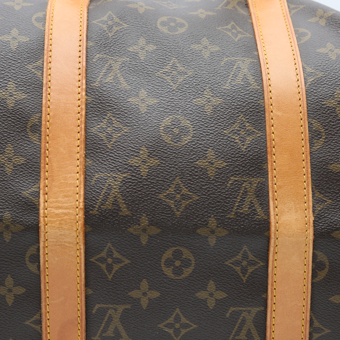 Borsa da viaggio Louis Vuitton  Keepall 50 in tela monogram marrone e pelle naturale - Detail D1