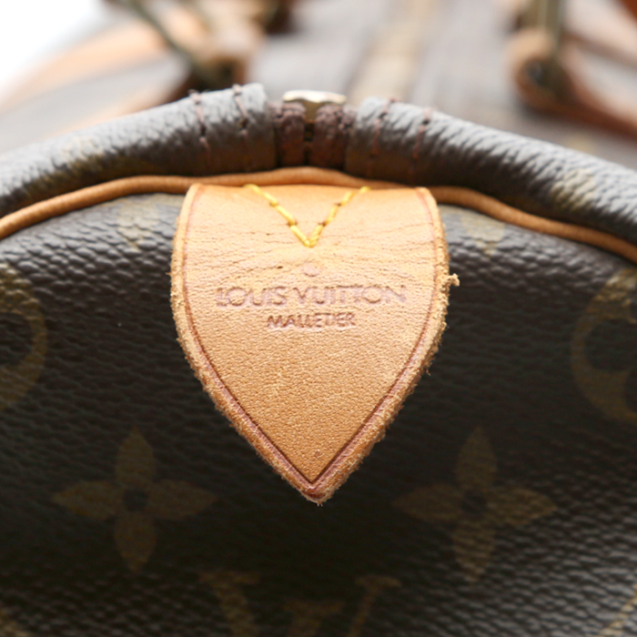 Bolsa de viaje Louis Vuitton  Keepall 50 en lona Monogram marrón y cuero natural - Detail D3