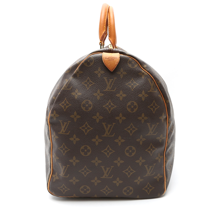 Borsa da viaggio Louis Vuitton  Keepall 50 in tela monogram marrone e pelle naturale - Detail D5
