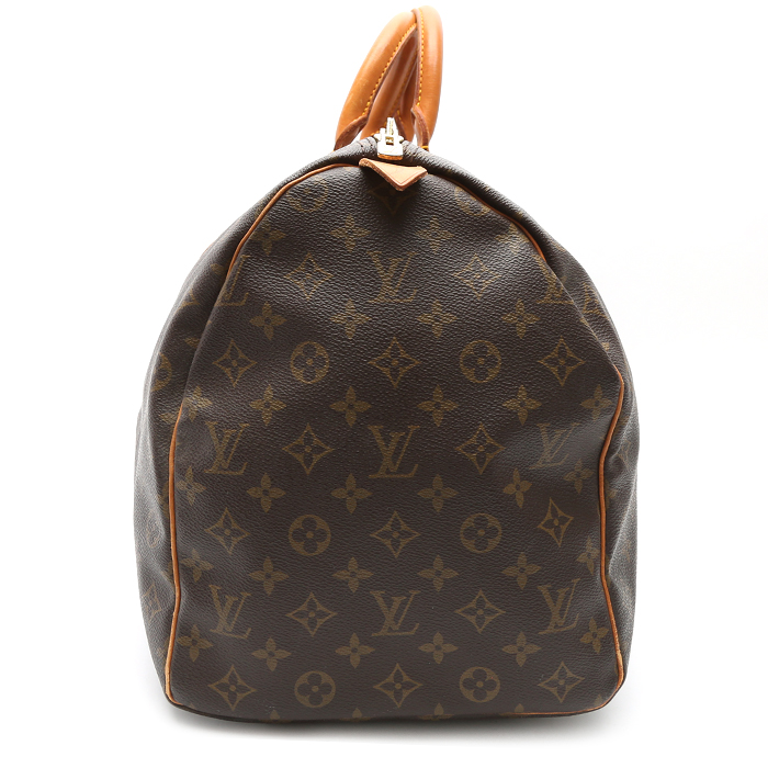 Borsa da viaggio Louis Vuitton  Keepall 50 in tela monogram marrone e pelle naturale - Detail D6