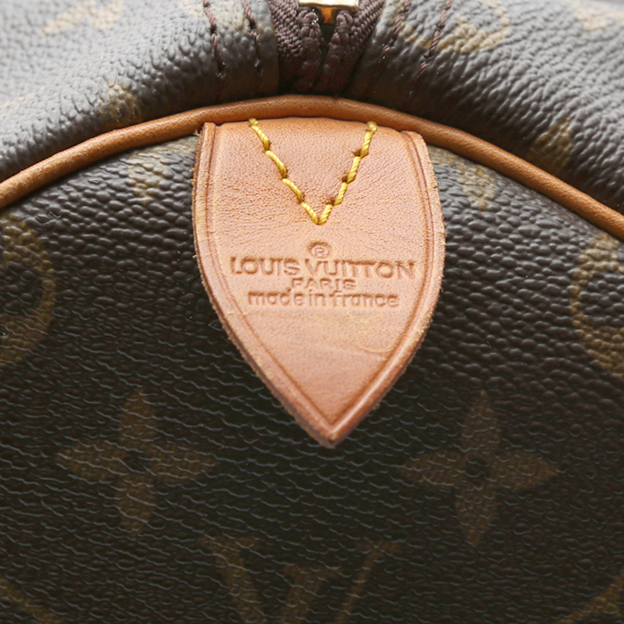 Sac de voyage Louis Vuitton  Keepall 50 en toile monogram marron et cuir naturel - Detail D3