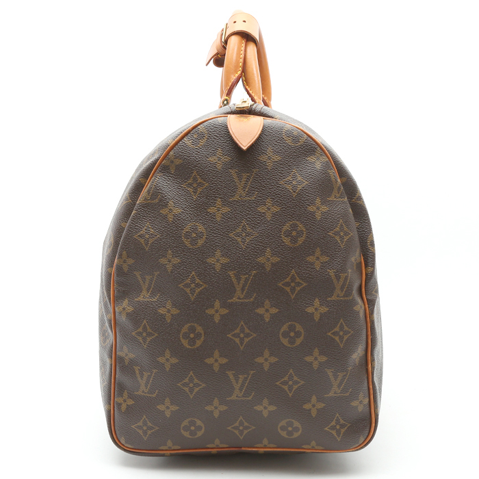 Borsa da viaggio Louis Vuitton  Keepall 50 in tela monogram marrone e pelle naturale - Detail D5