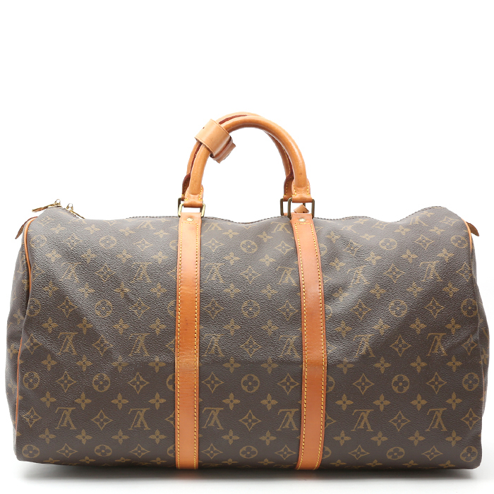 Louis Vuitton  Keepall 50 travel bag  in brown monogram canvas  and natural leather - Detail D7