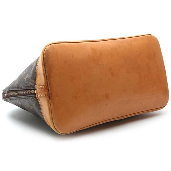 Bolso de mano Louis Vuitton  Alma modelo pequeño  en lona Monogram marrón y cuero natural - Detail D4