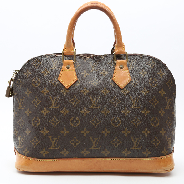 Sac à main Louis Vuitton  Alma petit modèle  en toile monogram marron et cuir naturel - Detail D7