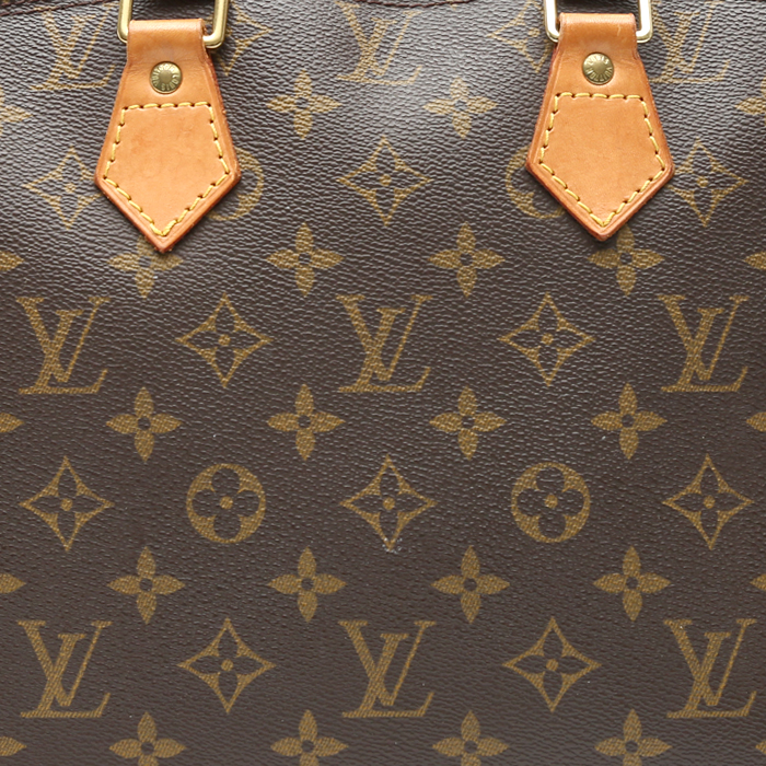 Borsa Louis Vuitton  Alma in tela monogram marrone e pelle naturale - Detail D1