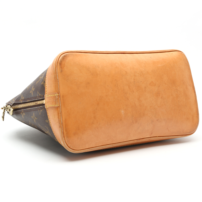 Borsa Louis Vuitton  Alma in tela monogram marrone e pelle naturale - Detail D4