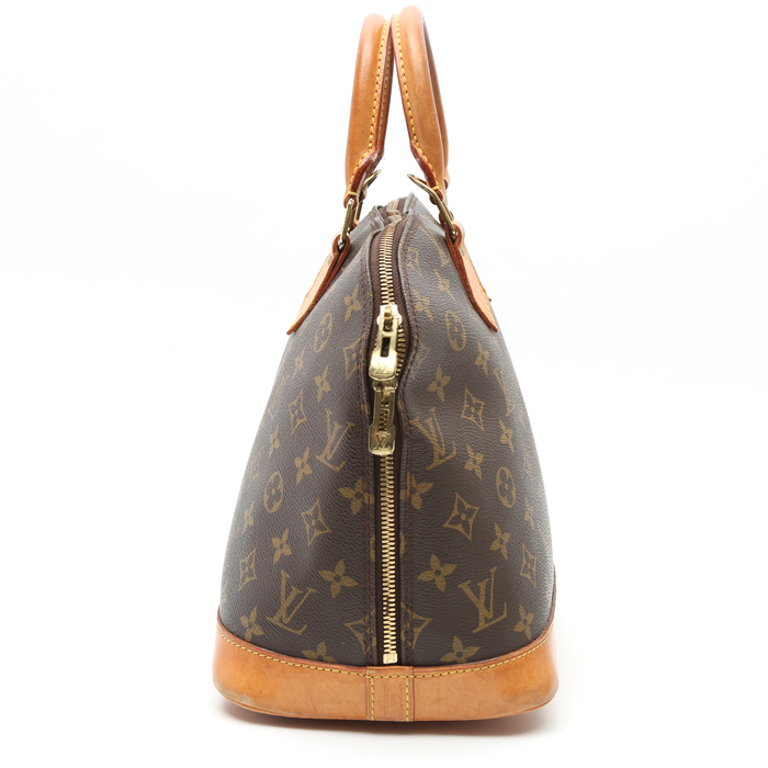 Borsa Louis Vuitton  Alma in tela monogram marrone e pelle naturale - Detail D6