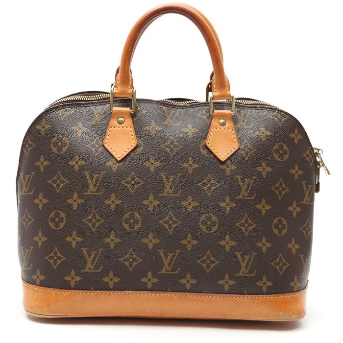 Borsa Louis Vuitton  Alma in tela monogram marrone e pelle naturale - Detail D7