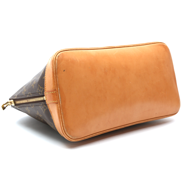 Bolso de mano Louis Vuitton  Alma en lona Monogram marrón y cuero natural - Detail D4