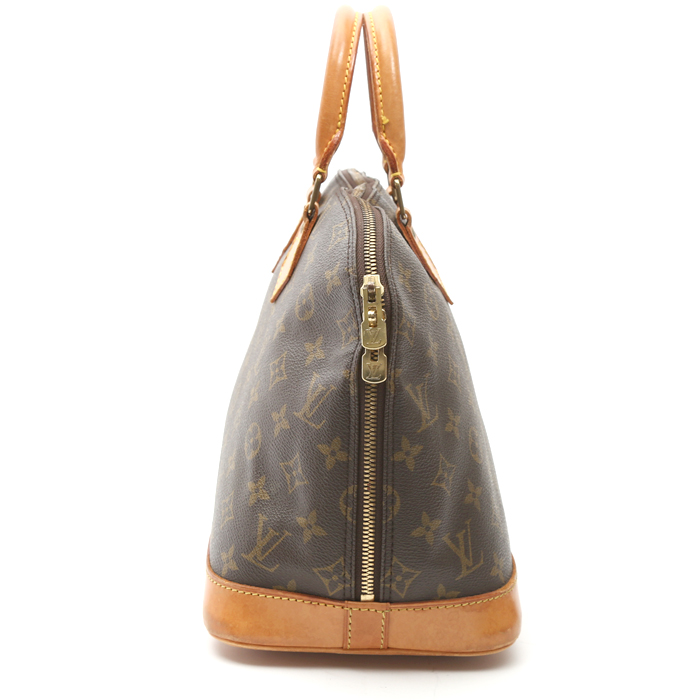 Bolso de mano Louis Vuitton  Alma en lona Monogram marrón y cuero natural - Detail D5