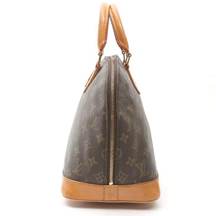 Louis Vuitton  Alma handbag  in brown monogram canvas  and natural leather - Detail D6