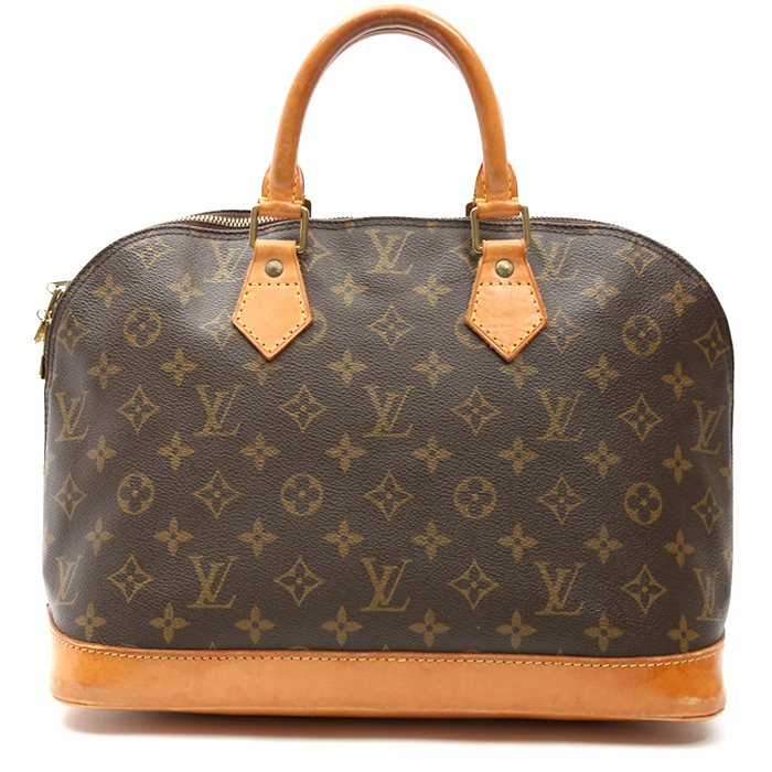 Sac à main Louis Vuitton  Alma en toile monogram marron et cuir naturel - Detail D7