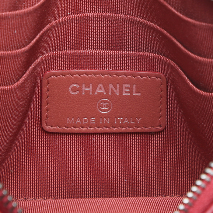 Chanel Gabrielle wallet in orange quilted leather and burgundy leather - Detail D3